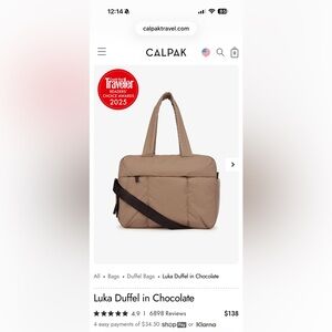 Calpak Tan Laptop Duffel Bag